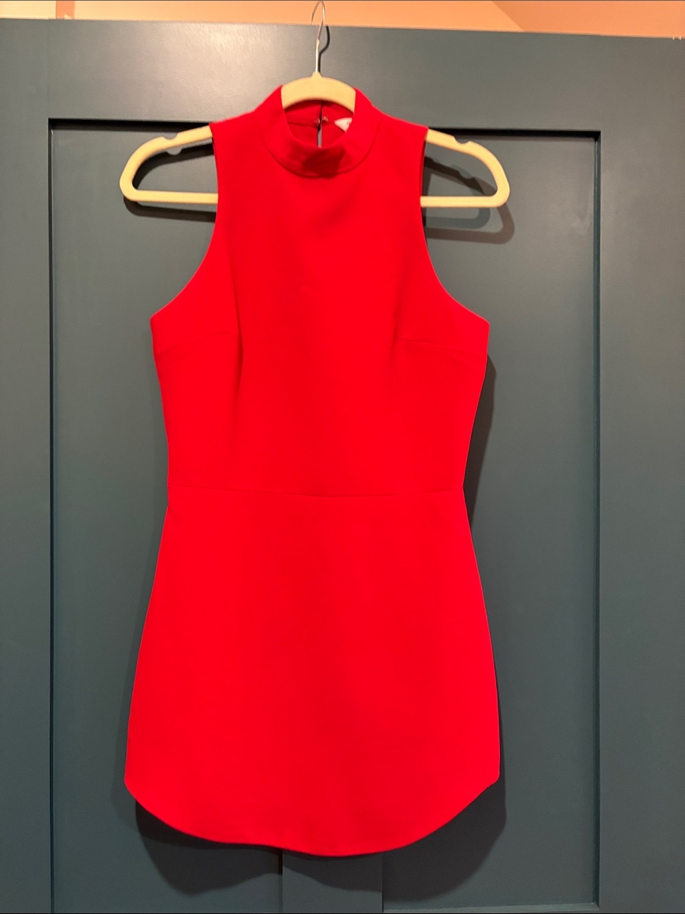 Amanda Uprichard Red Sleeveless Mini Dress with High Neck